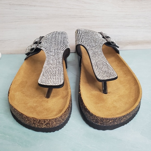 New! Black Buckle Rhinestone Croc Sandal - Picture 4 of 7